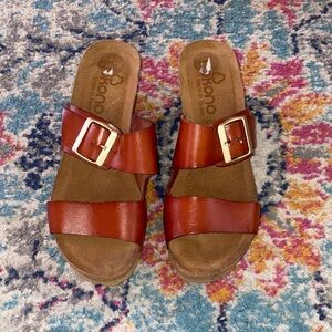 Yokono Made in Spain wedge Brown Leather Sandals with Buckle